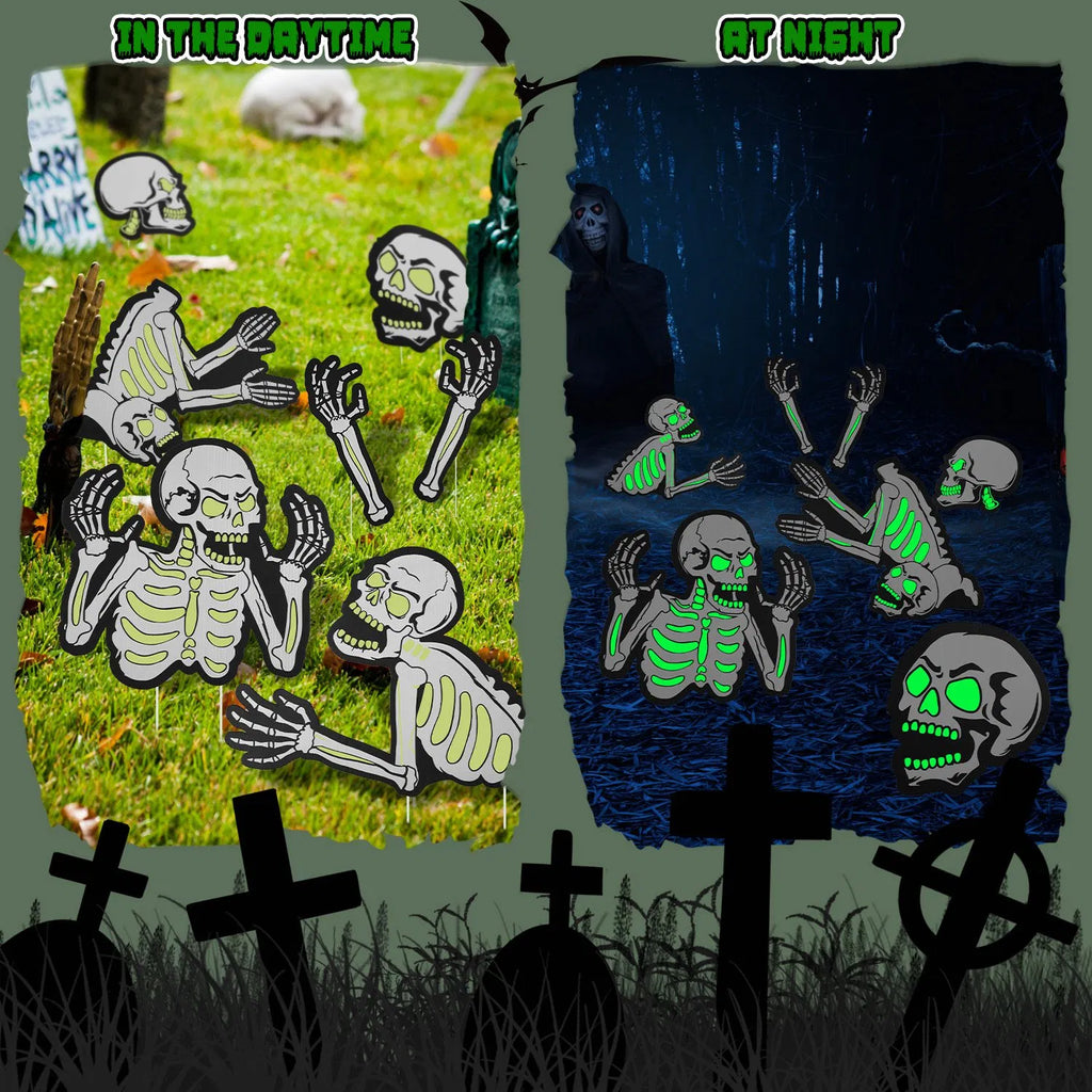 Skeleton Yard Signs – 6-Pack Glow-in-the-Dark