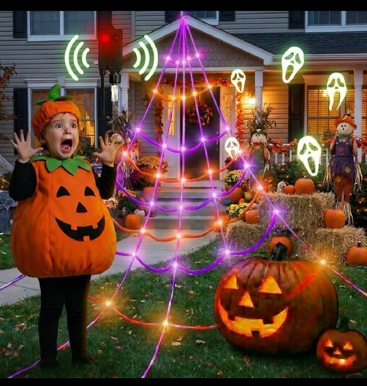 Giant Spider Web with Lights