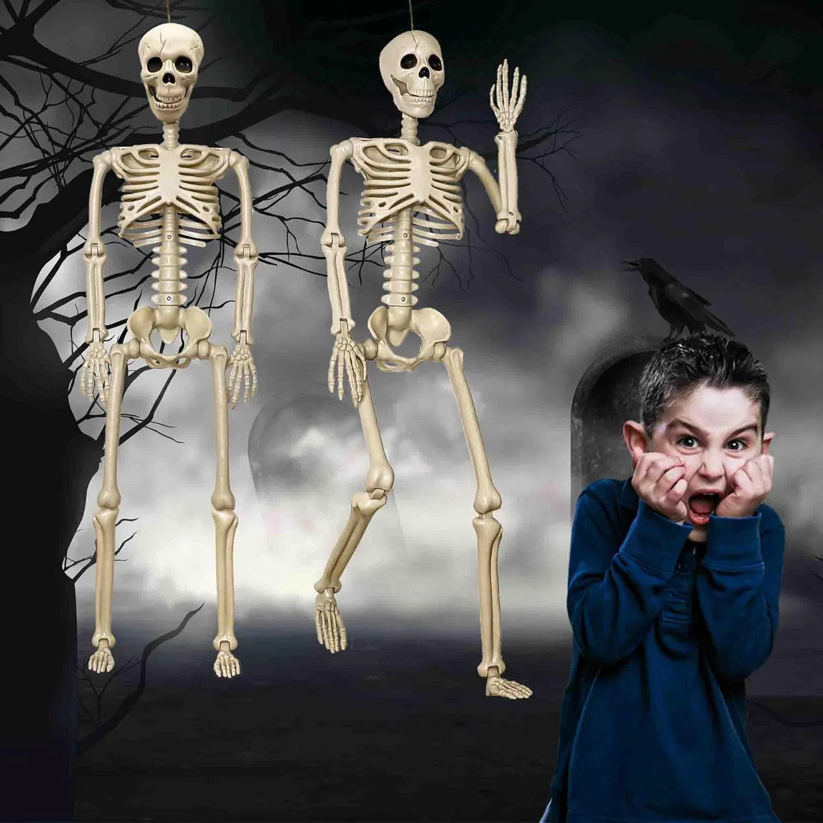 Poseable Skeleton Props, 90cm — 2 Pack