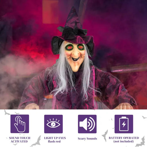 71" Life-Size Talking Hanging Witch – Animated Halloween Prop