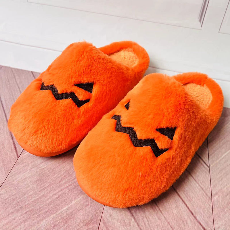 Halloween Pumpkin Slippers – Plush Cozy Indoor Slippers