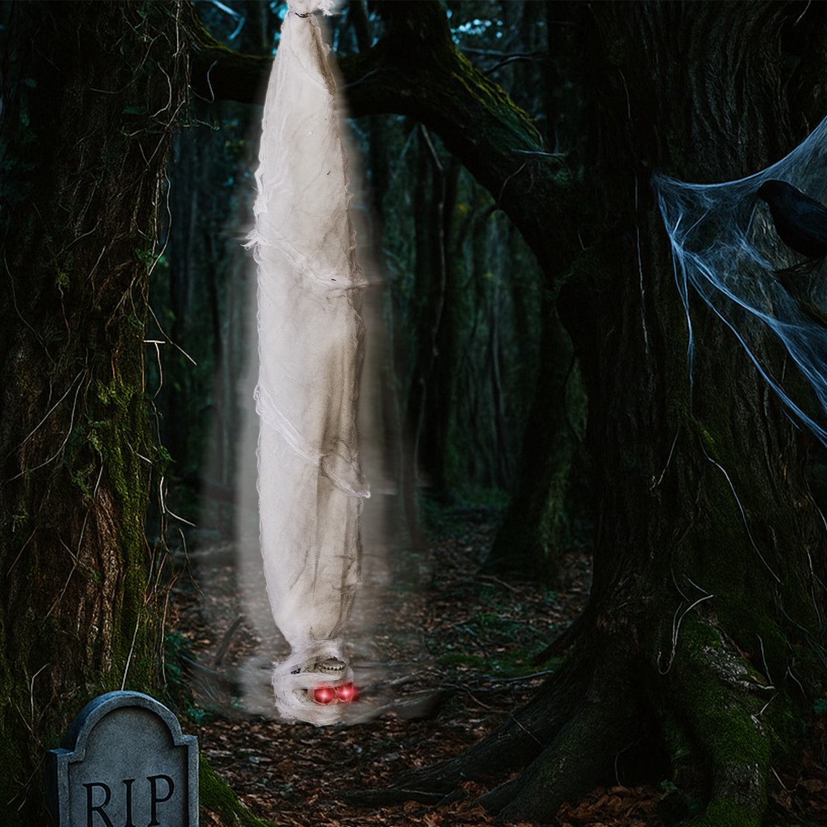 Animated Hanging Cocoon Corpse – Sound-Activated Scream Prop