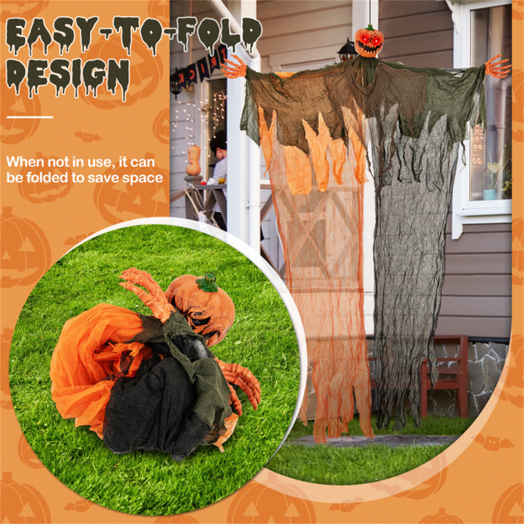 Hanging Pumpkin Ghost – Light-Up Red Eyes & Creepy Howling