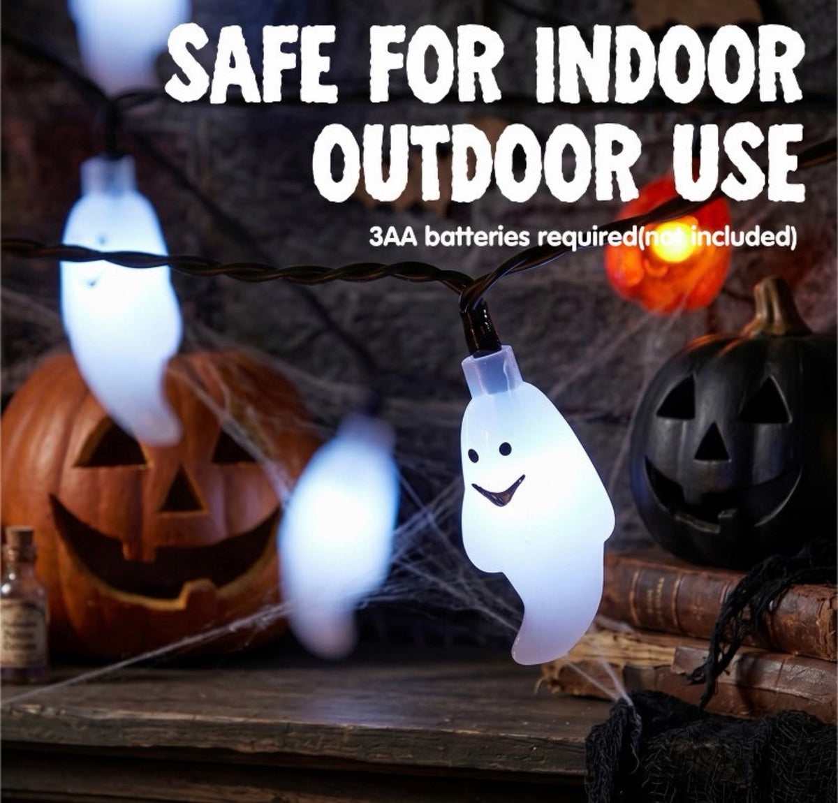 Pumpkin and Ghost String Lights