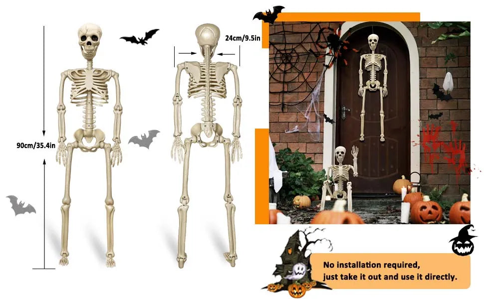 Poseable Skeleton Props, 90cm — 2 Pack