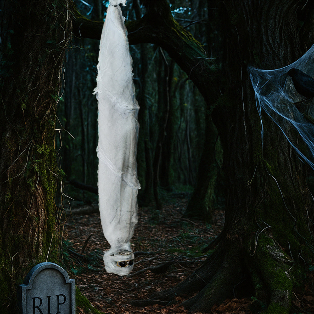 Animated Hanging Cocoon Corpse – Sound-Activated Scream Prop