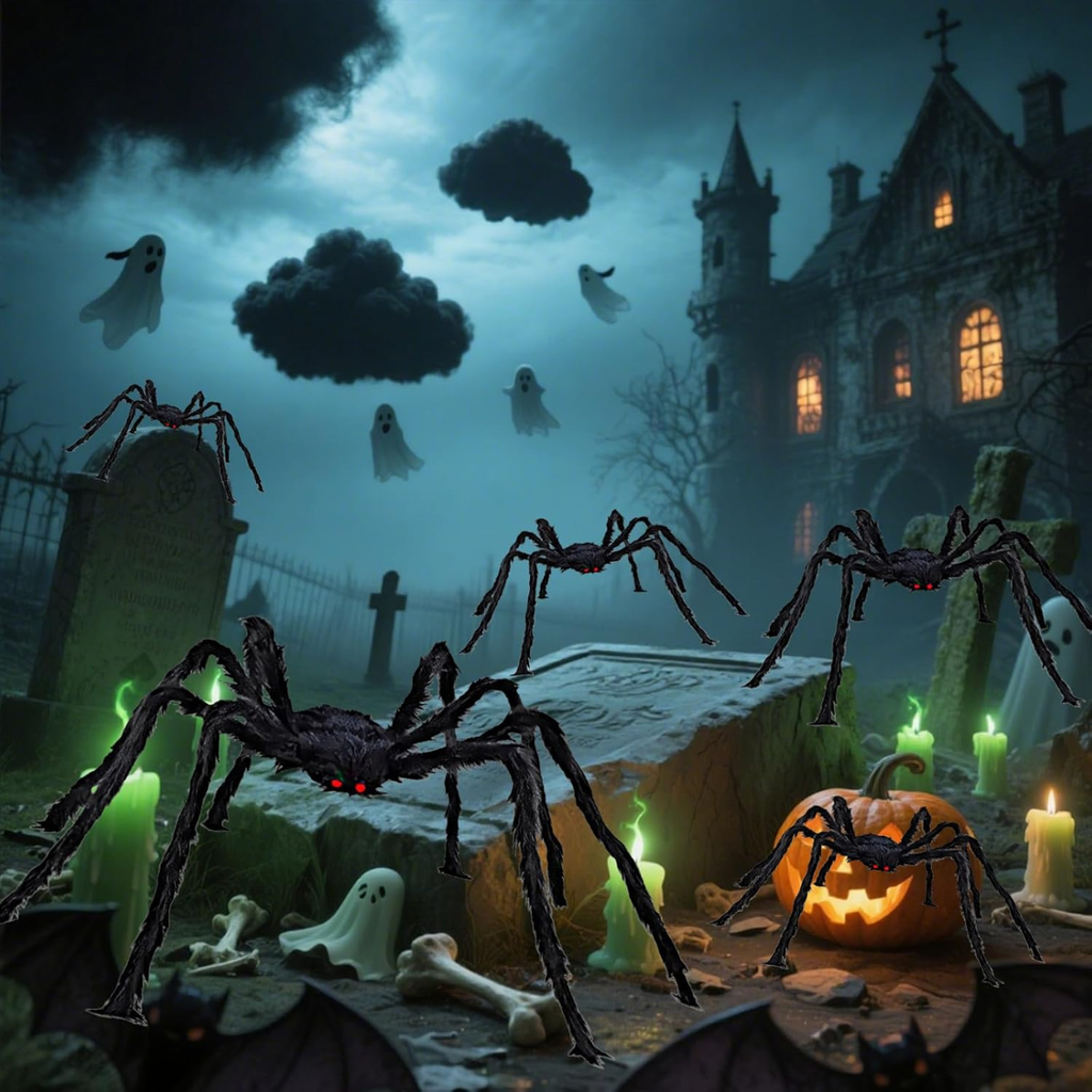 Giant 6.6ft Furry Spider – Poseable Outdoor Halloween Decor