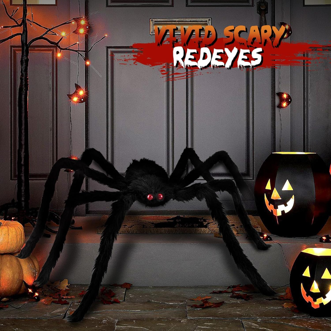 Giant 6.6ft Furry Spider – Poseable Outdoor Halloween Decor