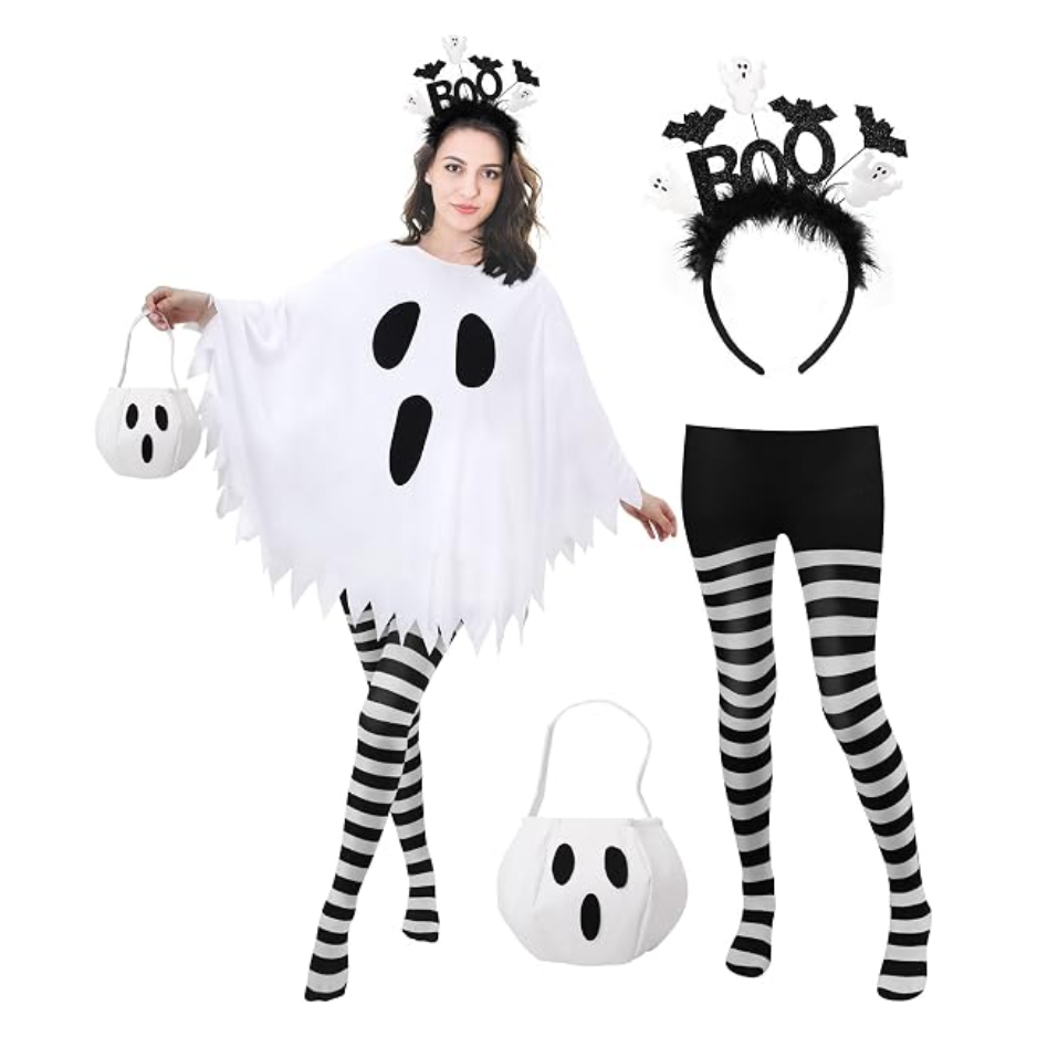 Women's Ghost Costume 4-Piece Set