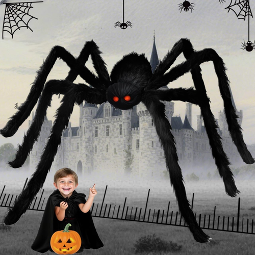 Giant 6.6ft Furry Spider – Poseable Outdoor Halloween Decor