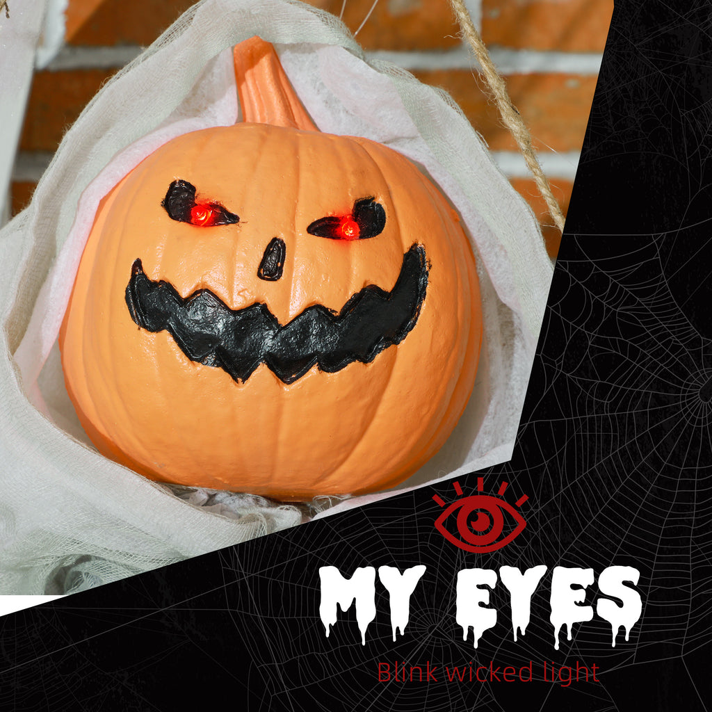 Hanging Pumpkin Ghost – Light-Up Red Eyes & Creepy Howling