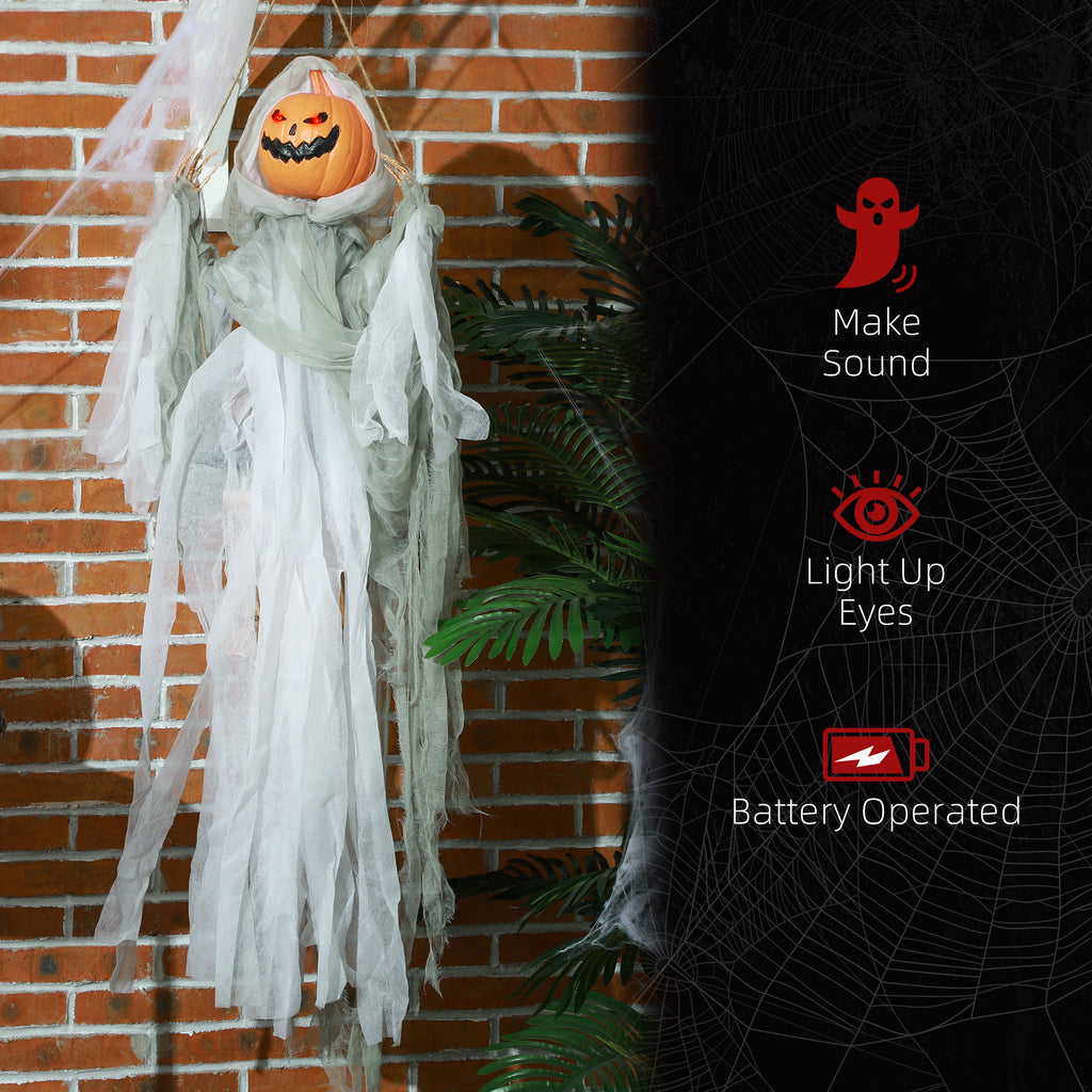 Hanging Pumpkin Ghost – Light-Up Red Eyes & Creepy Howling
